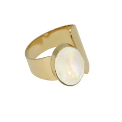 Swarovski Crystal Light Grey Oval Ring