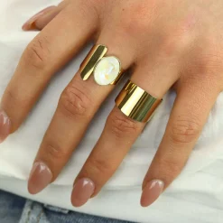 Swarovski Crystal Light Grey Oval Ring