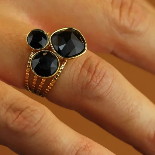 Swarovski Jet Black Trio Ring